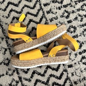 Yellow espadrille sandals
